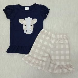 Cow Appliqué Girls Set